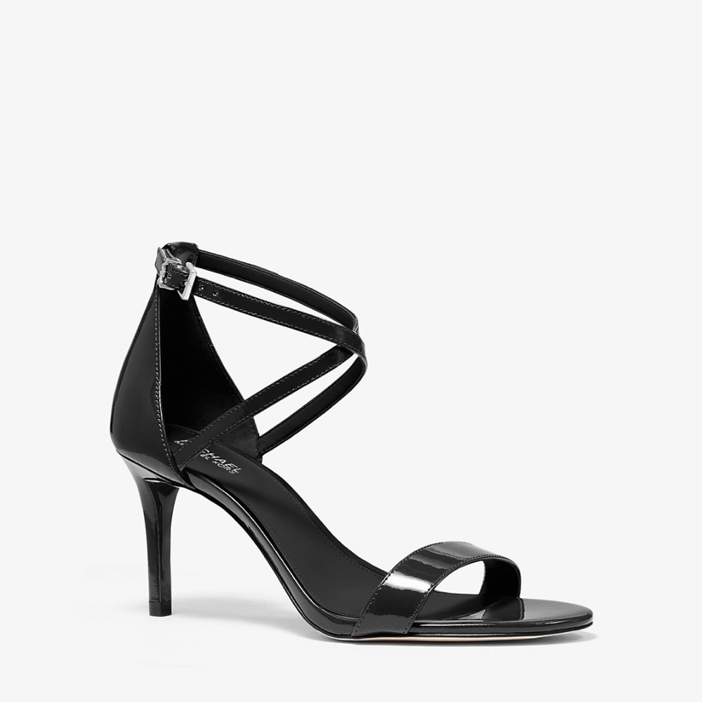 Michael Kors Black Gloss Sandal Heels 7.5